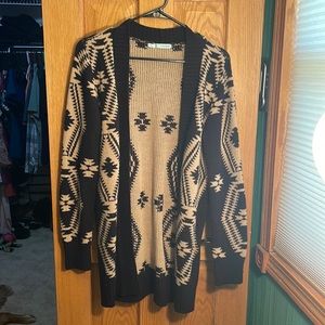 Maurice’s Aztec print cardigan. Size Medium.